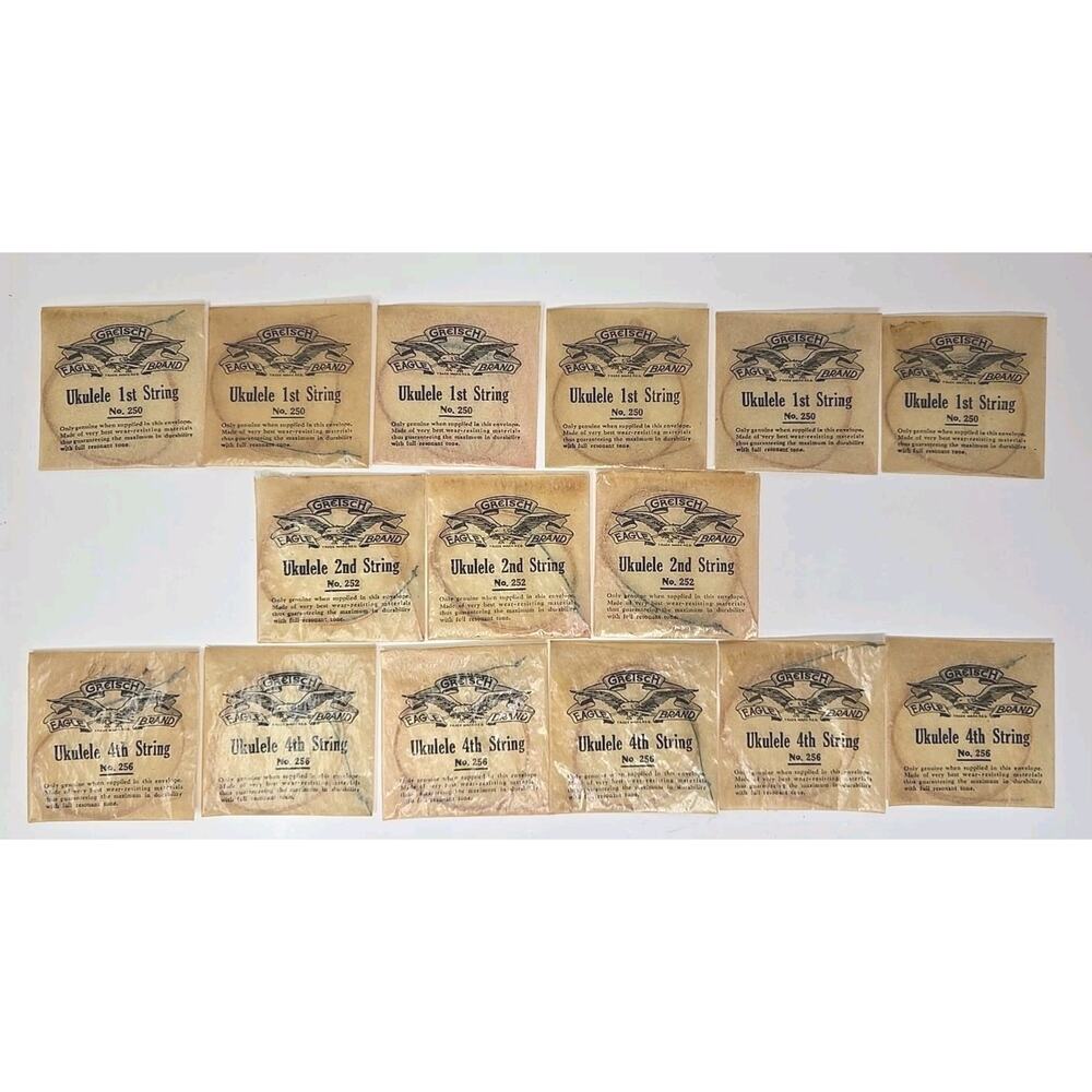 Vintage Gretsch No. 250, 252, 256 Ukulele Strings 1, 2, 4 Lot of 15 PB18 Set 2